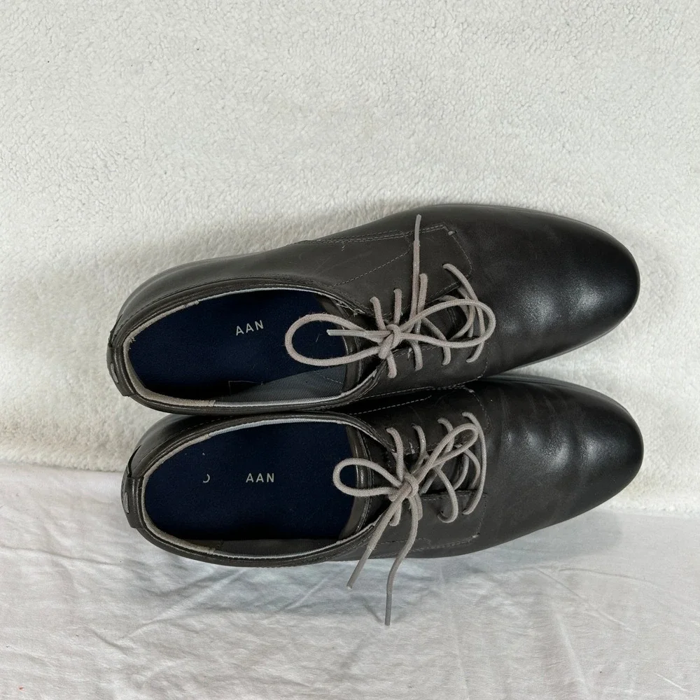 Cole Haan Grand.OS Mens 13M Black Leather Oxford Dress Shoes C28730 Grey Sole